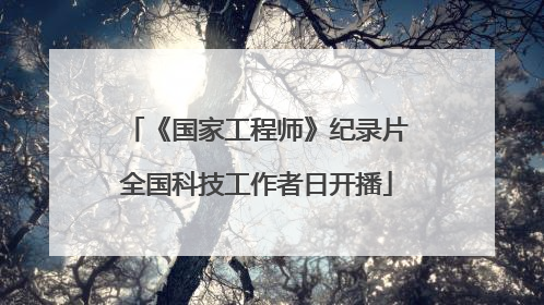 《国家工程师》纪录片全国科技工作者日开播