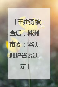 王建勇被查后，株洲市委：坚决拥护省委决定