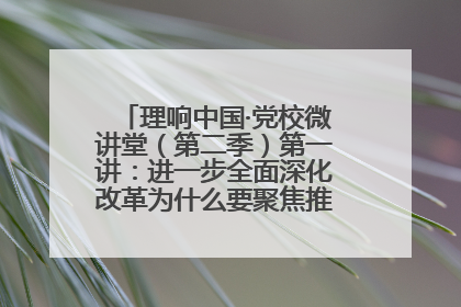 理响中国·党校微讲堂（第二季）第一讲：进一步全面深化改革为什么要聚焦推进中国式现代化