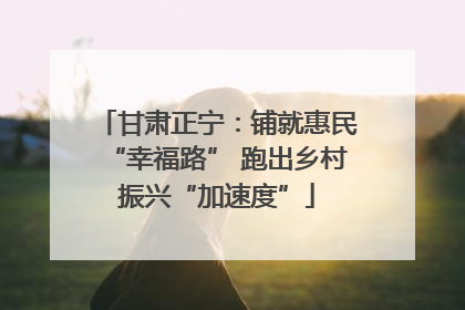 甘肃正宁：铺就惠民“幸福路” 跑出乡村振兴“加速度”