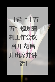 省“十五五”规划编制工作会议召开 胡昌升出席并讲话