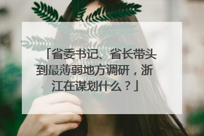 省委书记、省长带头到最薄弱地方调研，浙江在谋划什么？