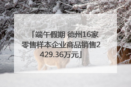 端午假期 德州16家零售样本企业商品销售2429.36万元