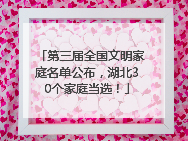 第三届全国文明家庭名单公布，湖北30个家庭当选！