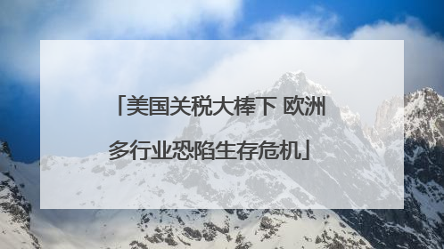 美国关税大棒下 欧洲多行业恐陷生存危机