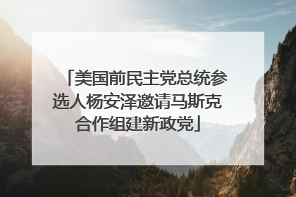 美国前民主党总统参选人杨安泽邀请马斯克合作组建新政党