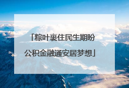 粽叶裹住民生期盼 公积金融通安居梦想