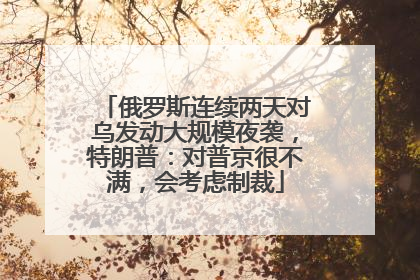 俄罗斯连续两天对乌发动大规模夜袭，特朗普：对普京很不满，会考虑制裁