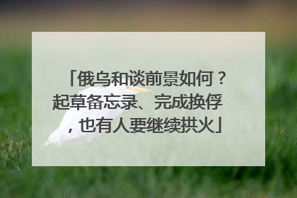 俄乌和谈前景如何？起草备忘录、完成换俘，也有人要继续拱火