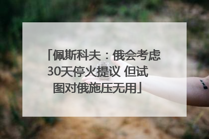 佩斯科夫：俄会考虑30天停火提议 但试图对俄施压无用