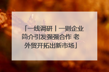 一线调研丨一则企业简介引发强强合作 老外贸开拓出新市场