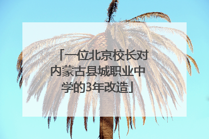 一位北京校长对内蒙古县城职业中学的3年改造