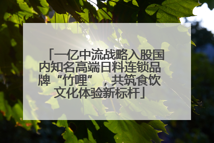 一亿中流战略入股国内知名高端日料连锁品牌“竹哩”，共筑食饮文化体验新标杆