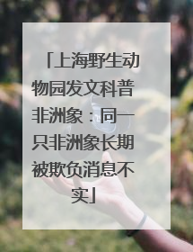 上海野生动物园发文科普非洲象：同一只非洲象长期被欺负消息不实