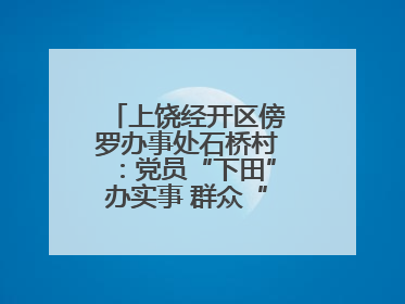 上饶经开区傍罗办事处石桥村：党员“下田”办实事 群众“点赞”笑开颜