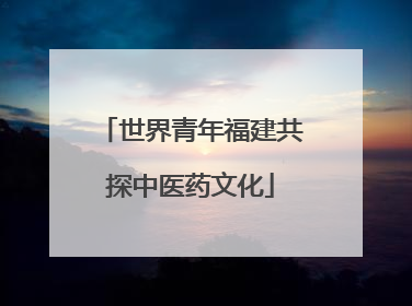 世界青年福建共探中医药文化