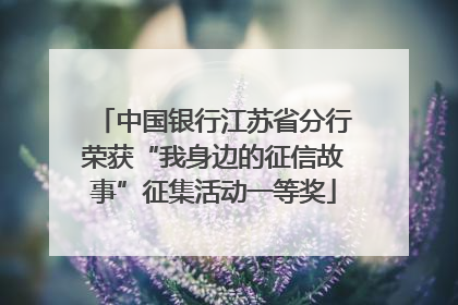 中国银行江苏省分行荣获“我身边的征信故事”征集活动一等奖