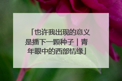 也许我出现的意义是播下一颗种子｜青年眼中的西部情缘