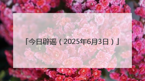 今日辟谣（2025年6月3日）
