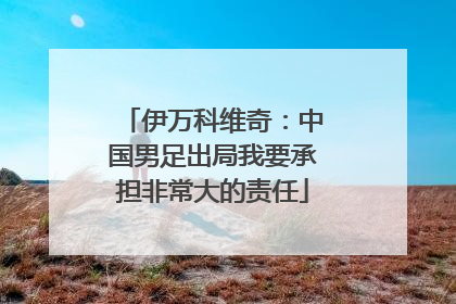伊万科维奇：中国男足出局我要承担非常大的责任