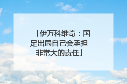 伊万科维奇：国足出局自己会承担非常大的责任