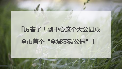 厉害了！副中心这个大公园成全市首个“全域零碳公园”