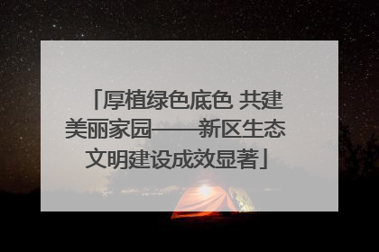 厚植绿色底色 共建美丽家园——新区生态文明建设成效显著