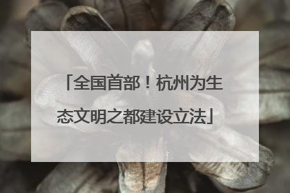 全国首部！杭州为生态文明之都建设立法