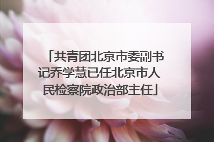 共青团北京市委副书记乔学慧已任北京市人民检察院政治部主任