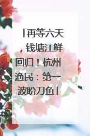 再等六天，钱塘江鲜回归！杭州渔民：第一波盼刀鱼