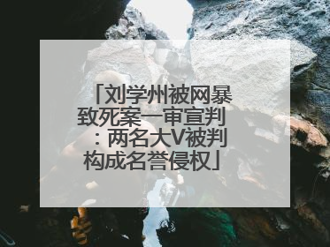 刘学州被网暴致死案一审宣判：两名大V被判构成名誉侵权