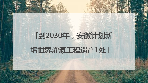 到2030年，安徽计划新增世界灌溉工程遗产1处