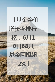 基金净值增长率排行榜：6月10日68只基金回报超2%