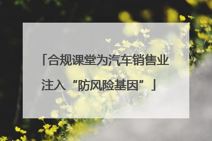 合规课堂为汽车销售业注入“防风险基因”