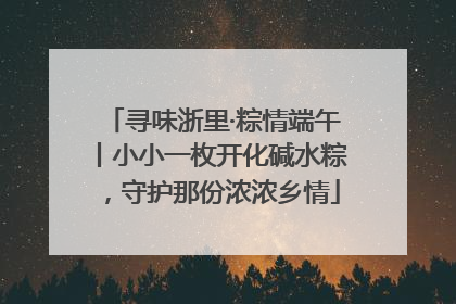 寻味浙里·粽情端午丨小小一枚开化碱水粽，守护那份浓浓乡情