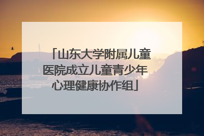 山东大学附属儿童医院成立儿童青少年心理健康协作组