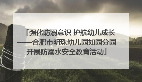 强化防溺意识 护航幼儿成长——合肥市明珠幼儿园如园分园开展防溺水安全教育活动