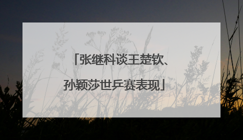 张继科谈王楚钦、孙颖莎世乒赛表现