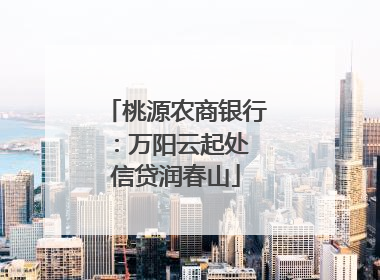 桃源农商银行：万阳云起处 信贷润春山
