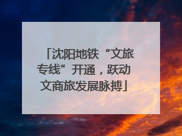 沈阳地铁“文旅专线”开通，跃动文商旅发展脉搏
