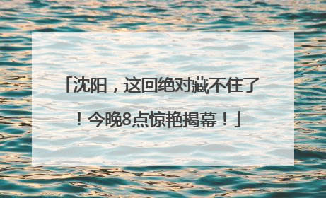 沈阳，这回绝对藏不住了！今晚8点惊艳揭幕！