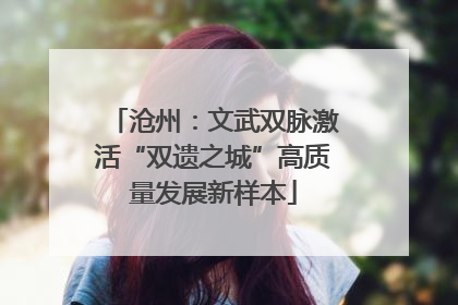 沧州：文武双脉激活“双遗之城”高质量发展新样本