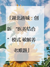 湖北通城：创新 “医养结合”模式 破解养老难题