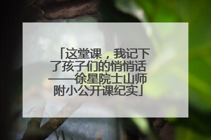 这堂课，我记下了孩子们的悄悄话——徐星院士山师附小公开课纪实