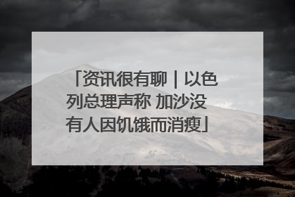 资讯很有聊｜以色列总理声称 加沙没有人因饥饿而消瘦