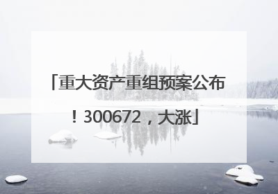 重大资产重组预案公布！300672，大涨