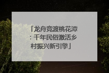 龙舟竞渡桃花潭：千年民俗激活乡村振兴新引擎